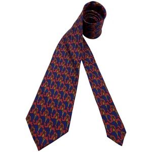 DAKS Blue/Orange Elephant Silk LUXURY Tie FRANCE